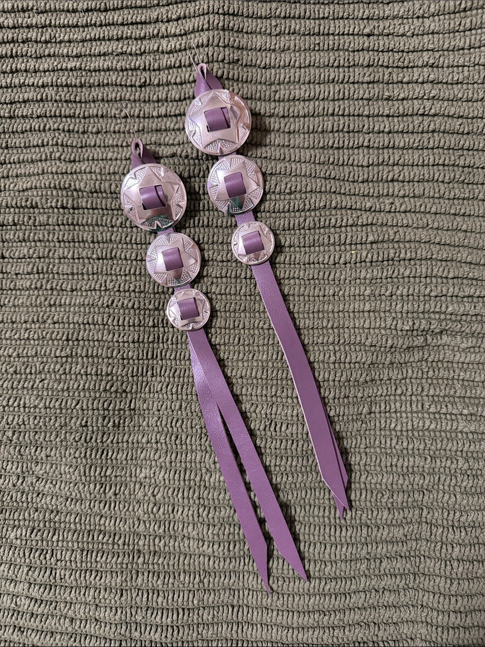 Saddle Tramp Lavender Ribbon Concho Drop Earrings